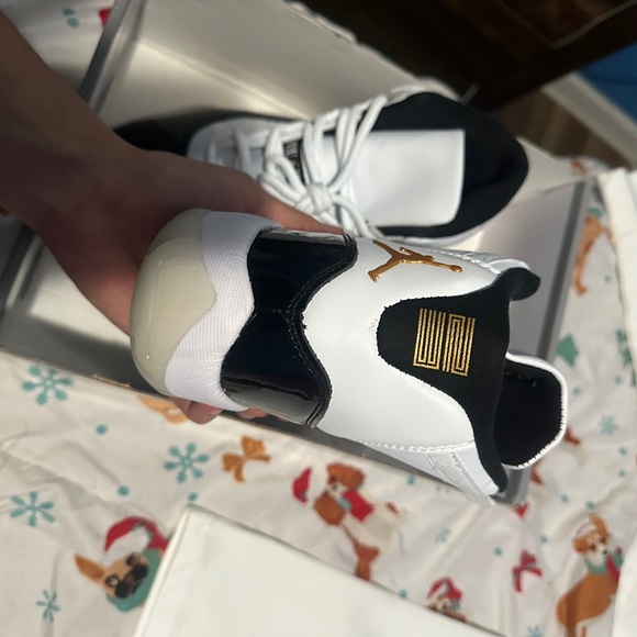 jordan 11 black gold and white